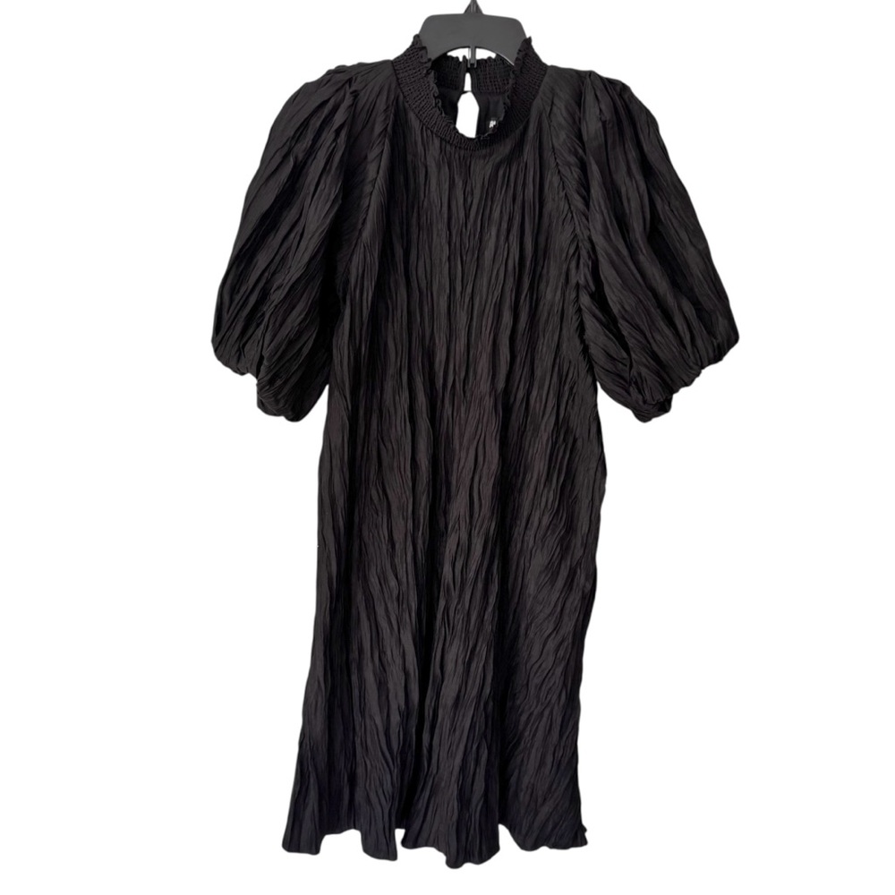 Karl Lagerfeld Acordian Balloon Elbow-Length Sleeves Black Midi Dress - Picture 5 of 10